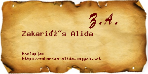 Zakariás Alida névjegykártya